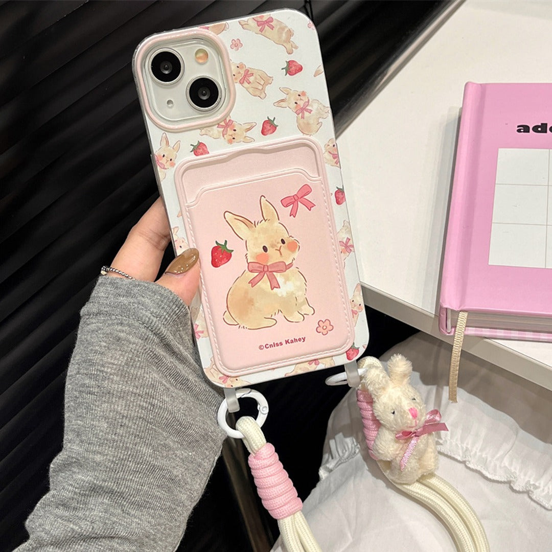Berry Bunny Lanyard Card Holder Case