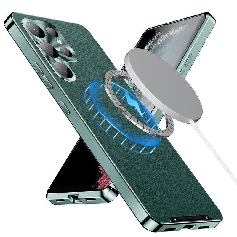 Elegant Metal Defender Leather Case - Samsung