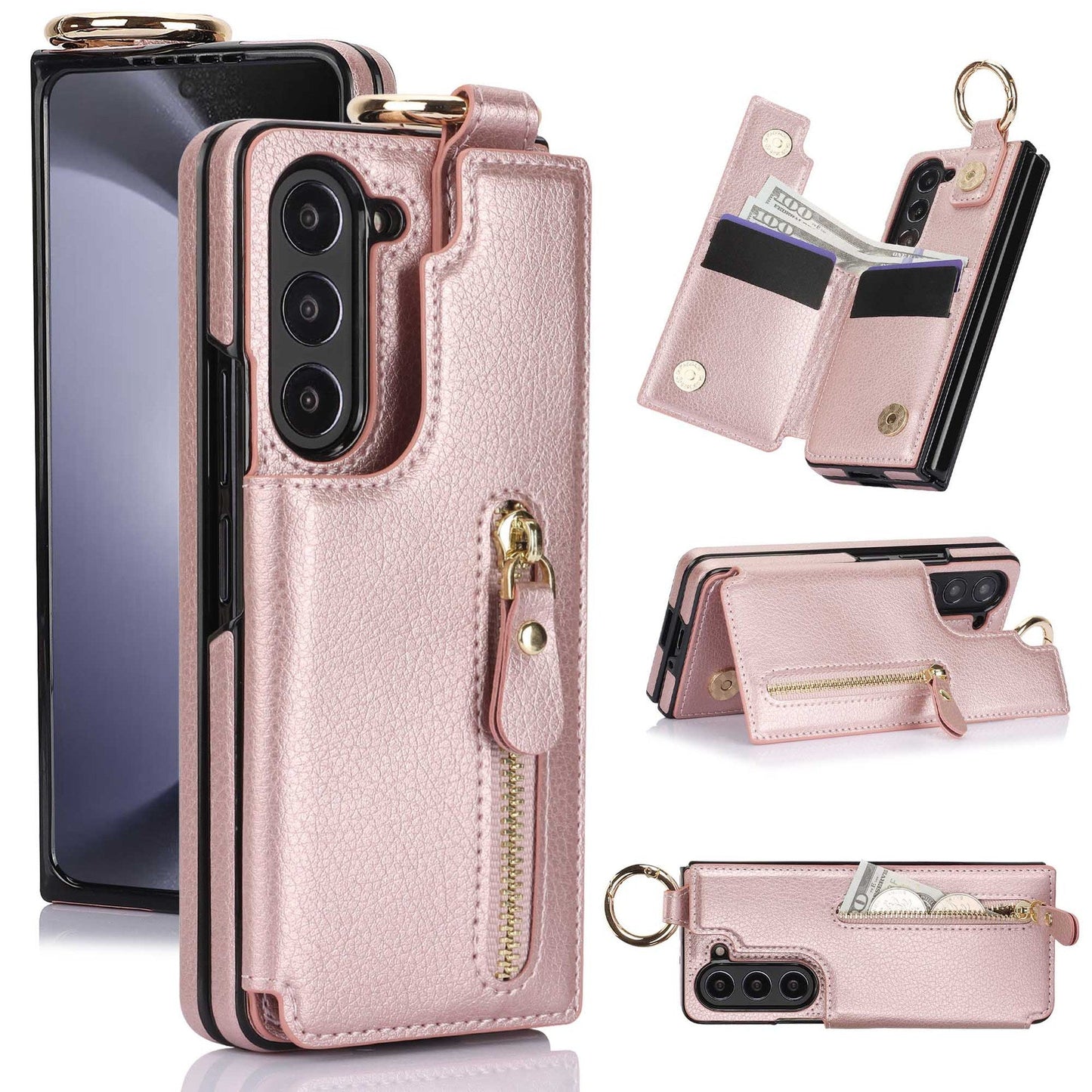Elegant Ring Leather Wallet Case - Samsung