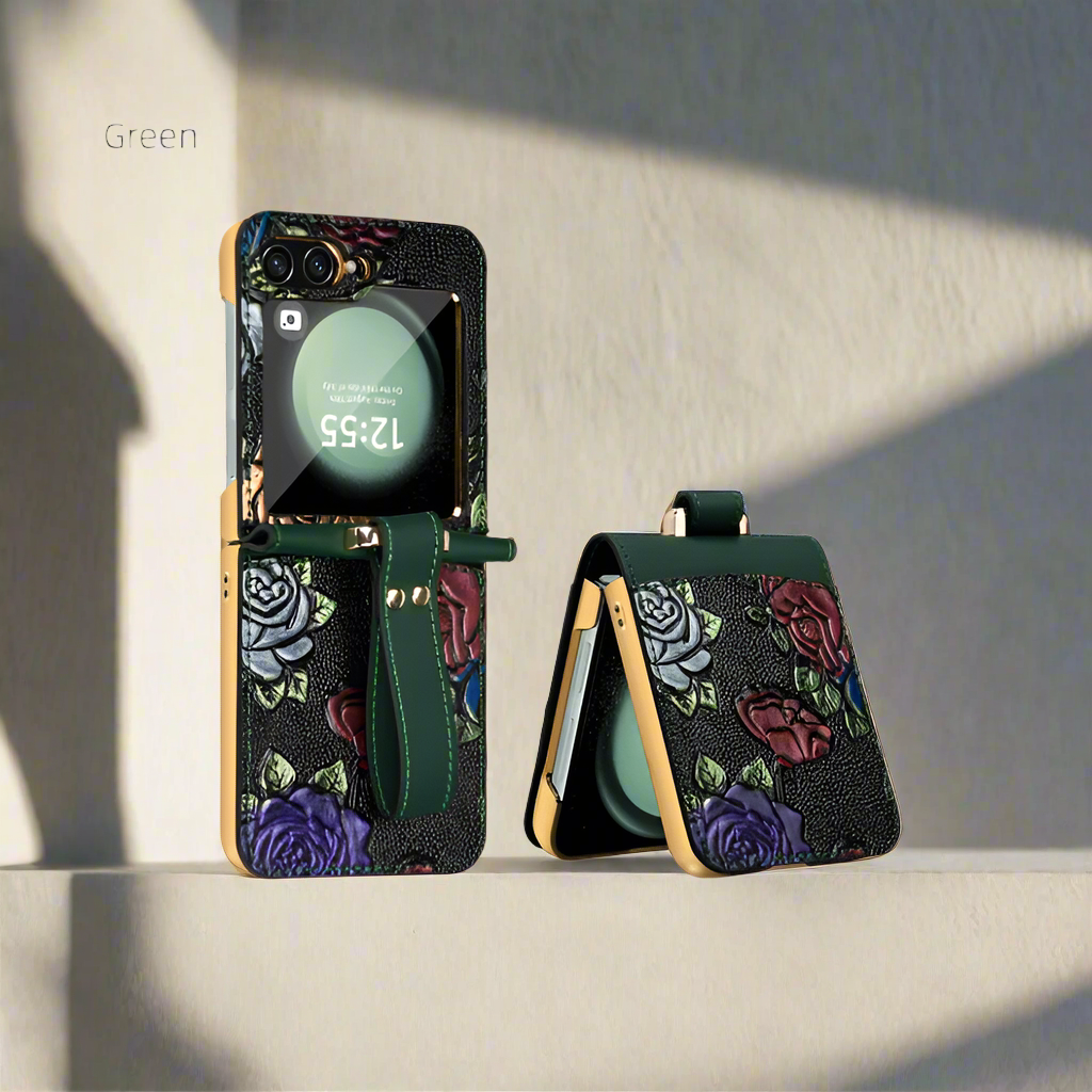 Flower Embossed Wristband Case - Samsung