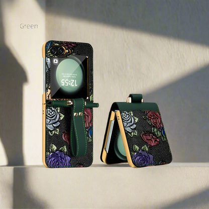 Flower Embossed Wristband Case - Samsung