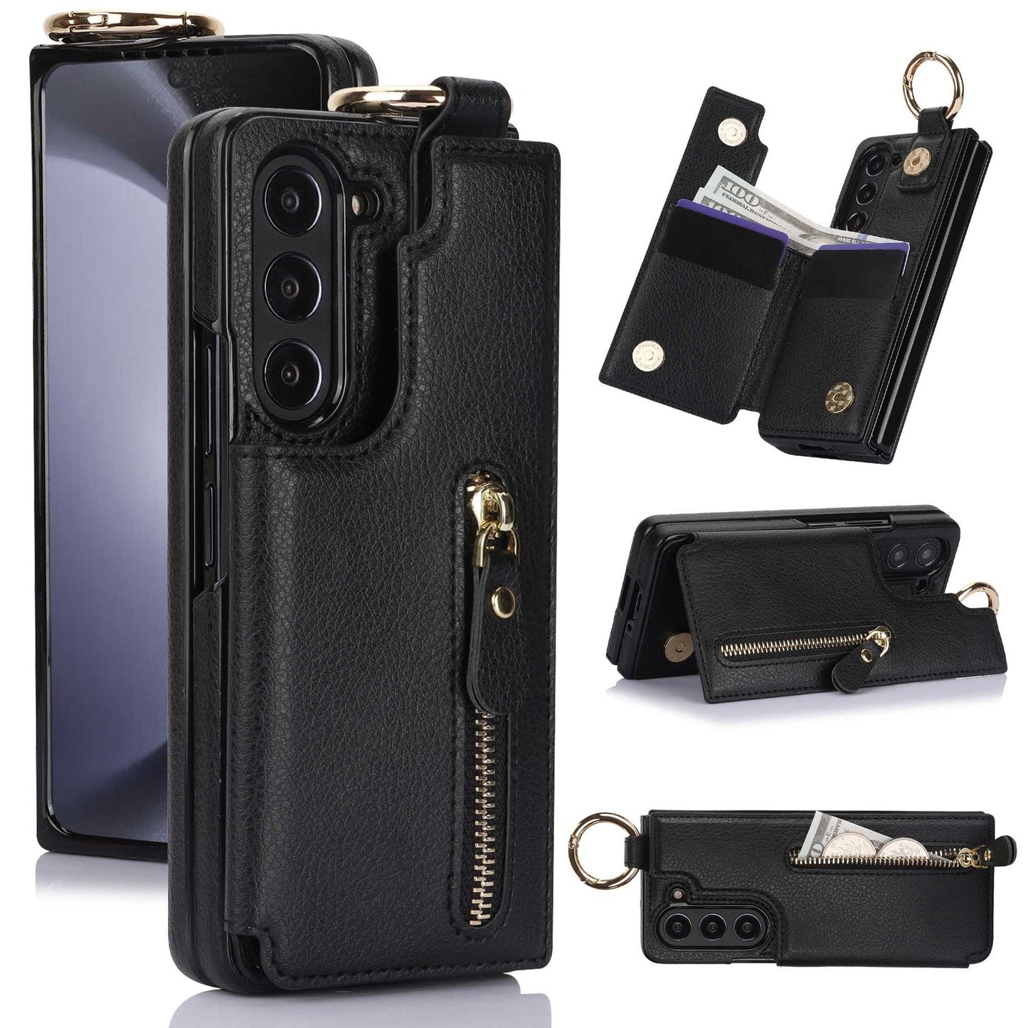 Elegant Ring Leather Wallet Case - Samsung