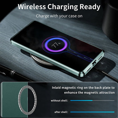 Elegant Metal Defender Leather Case - Samsung