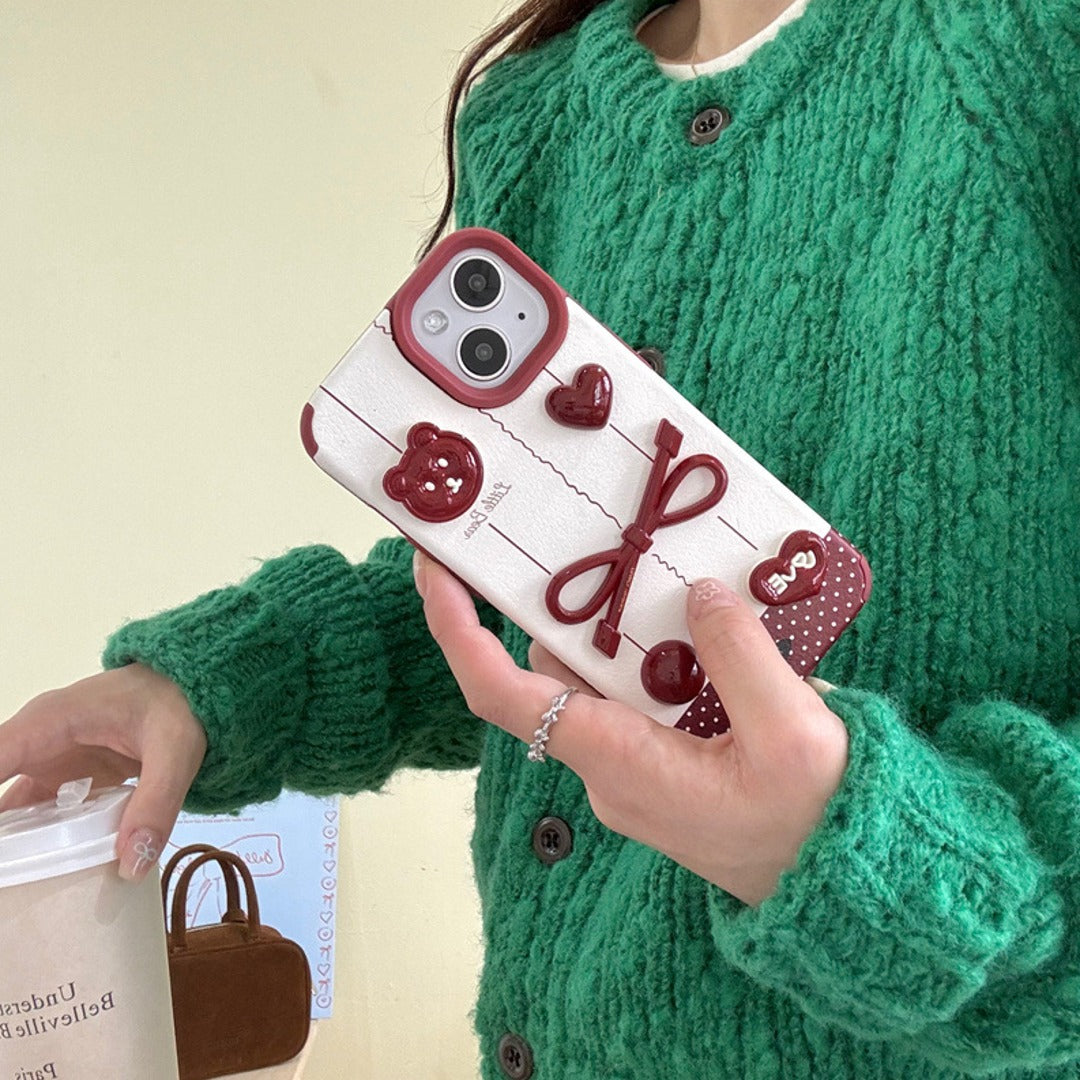 Adorable Bear with Red Bow Case