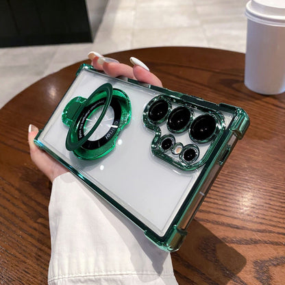 Stylish Electroplated Metal Ring Stand Case - Samsung