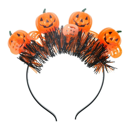 0207ba Export Large Goods Surplus Goods Pumpkin Lamp Halloween Dress up Pumpkin Headdress Hair Multi-Mode Glowing Headdress Hoop
