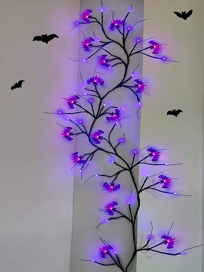 0709BA Halloween Decoration Rattan Light Led Pumpkin Lamp Artificial Branch Light Spider Bat Ghost Festival Vine Atmosphere Layout