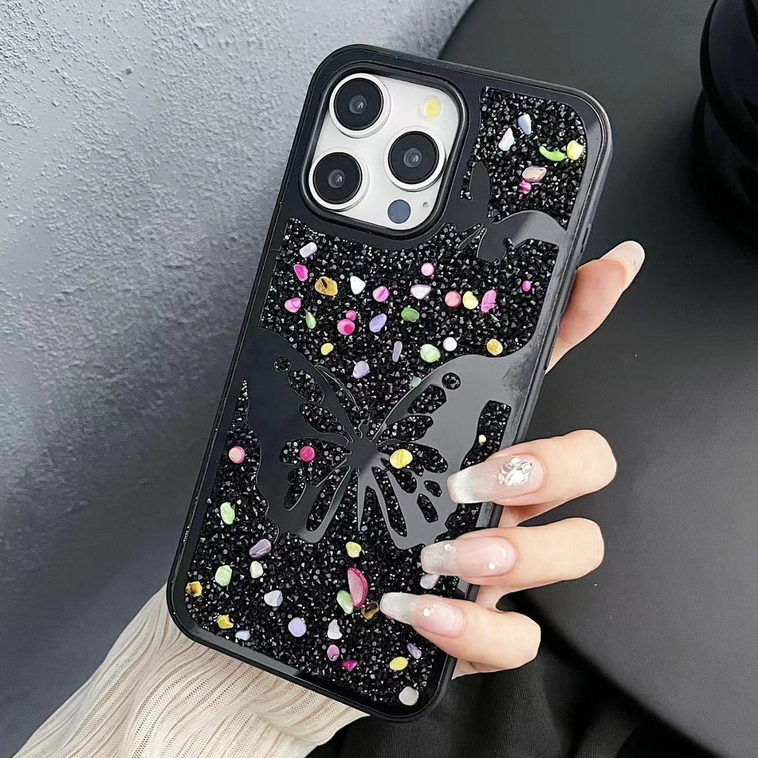 Glitter Gem Butterfly Charm Case
