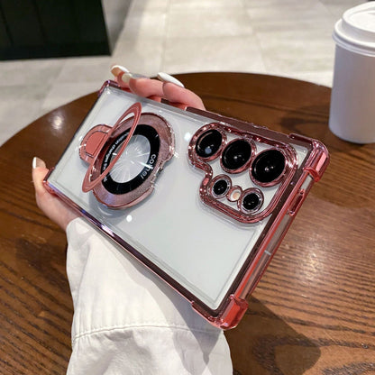 Stylish Electroplated Metal Ring Stand Case - Samsung
