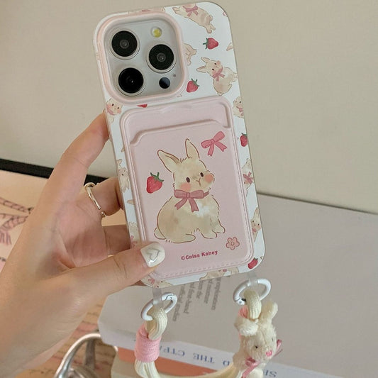 Berry Bunny Lanyard Card Holder Case