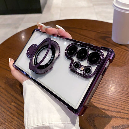 Stylish Electroplated Metal Ring Stand Case - Samsung