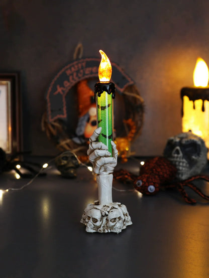 0407BA Halloween Black Spider Candle Light Decoration Hand Holding Light LED Luminous Scary Thing Haunted House Trick Toy Funny