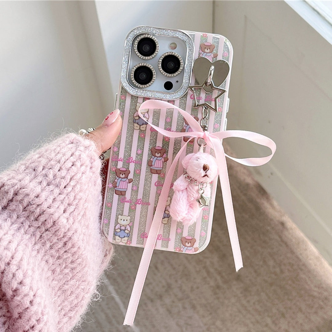 Sparkling Striped Bear Case with Teddy Charm