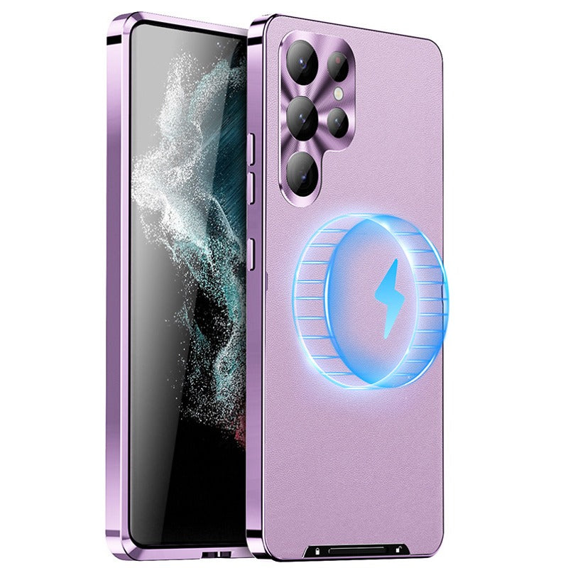 Elegant Metal Defender Leather Case - Samsung