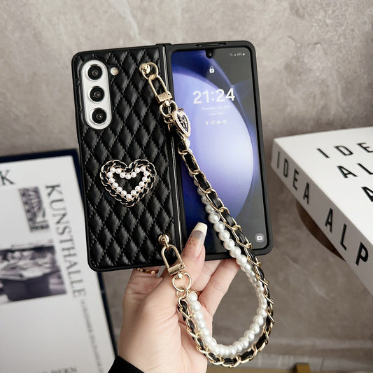 Elegant Pearl Charm Quilted Case - Samsung