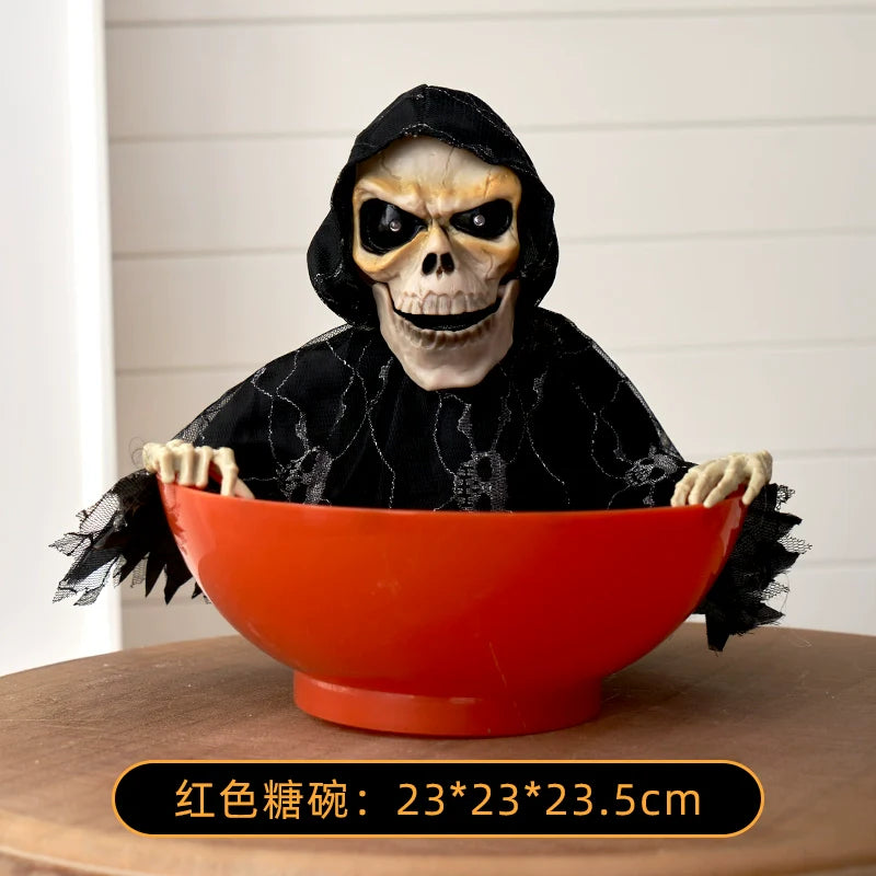 0709BA Halloween Skull Sugar Tray Props Shop Decoration Supplies Party Kindergarten Children Classroom Bar Decoration Supplies