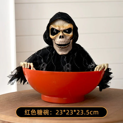 0709BA Halloween Skull Sugar Tray Props Shop Decoration Supplies Party Kindergarten Children Classroom Bar Decoration Supplies