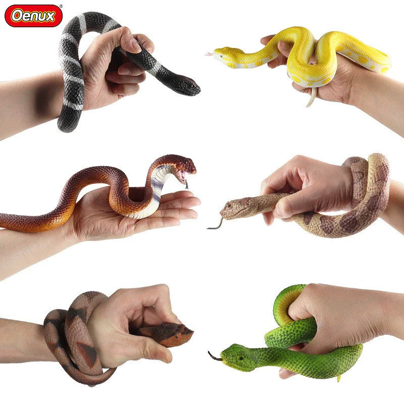 0709BA Artificial Animal Model Soft Glue Cobra Boa Rattlesnake Gold Boa Green Snake Halloween Trick Toy