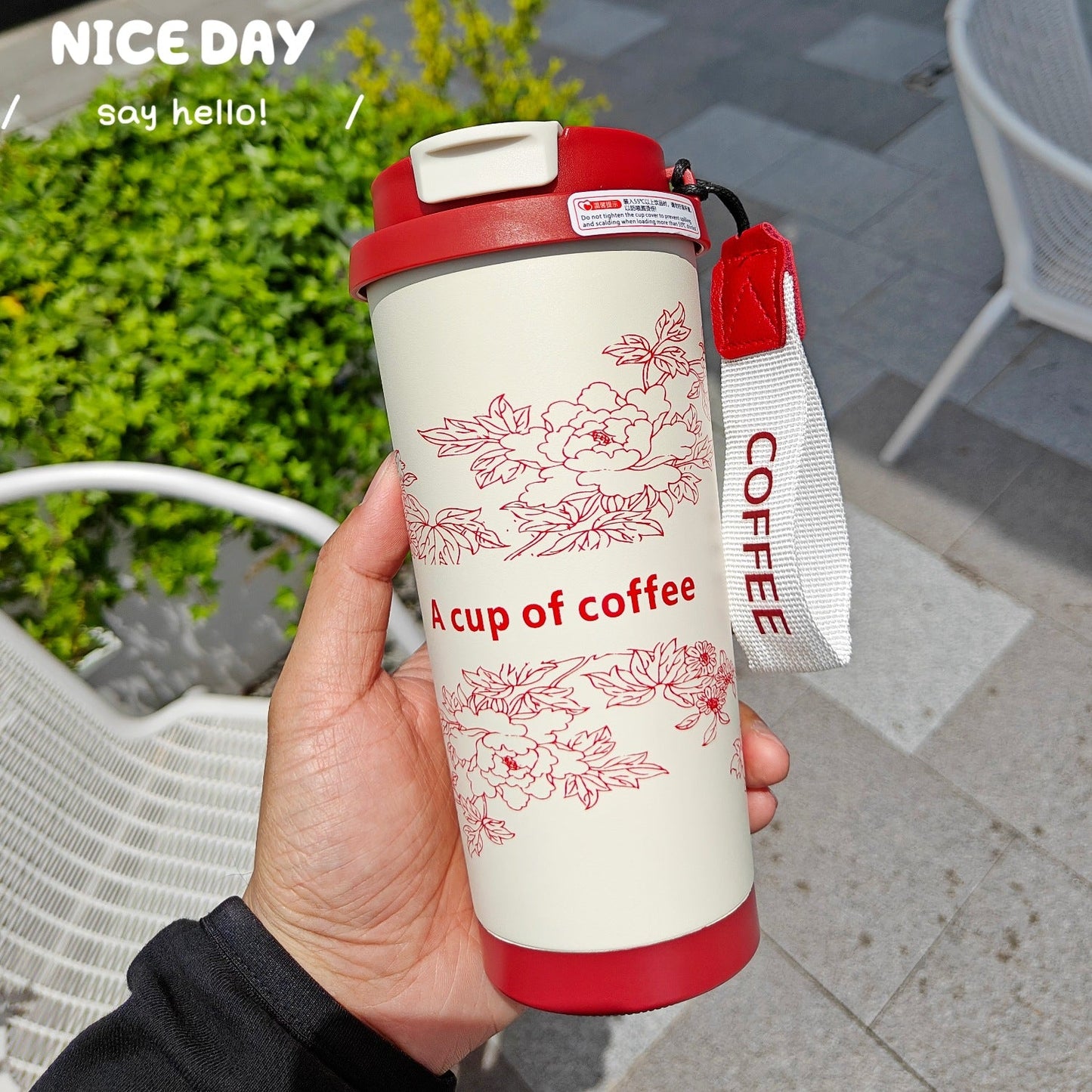 Floral Grace Insulated Coffee Cup