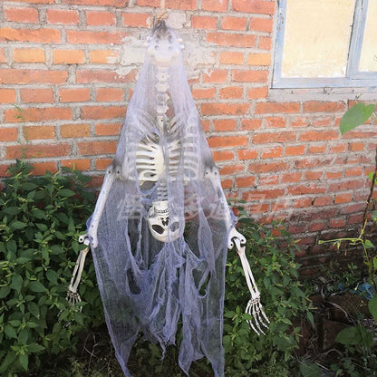 0407BA Halloween Decorations Ghost Festival Horror Funny Artificial Skull Shelf Set Bone Shelf Model Hanging Ghost Pendant