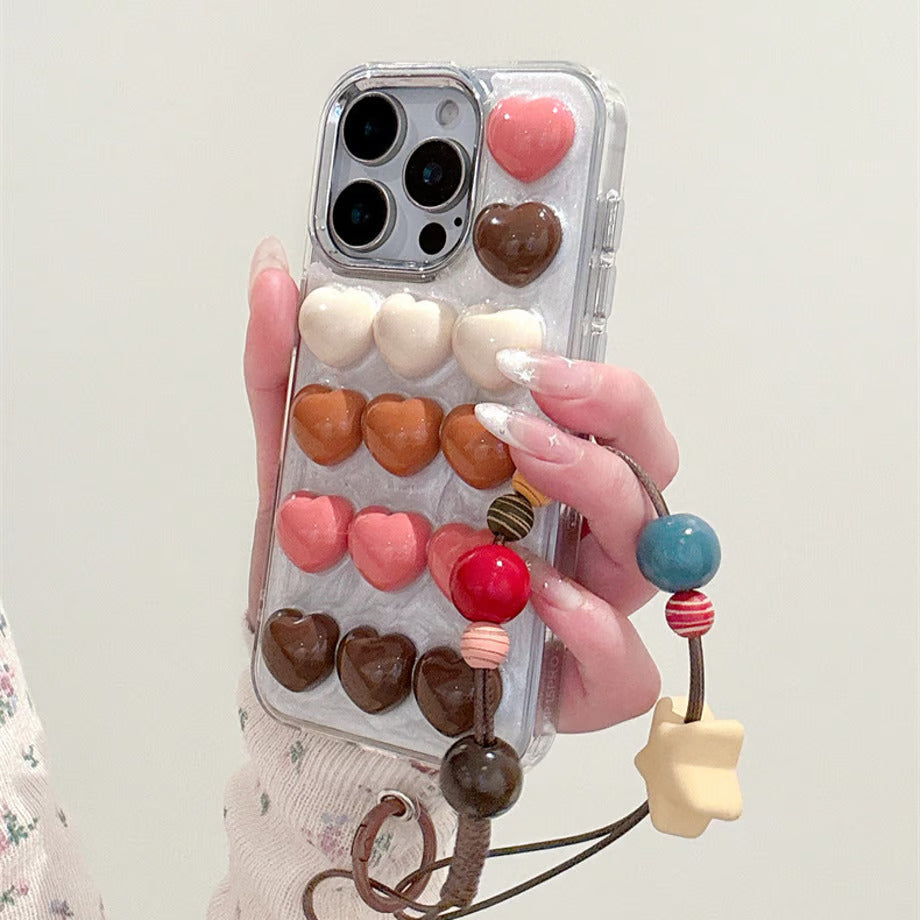 Color Heart Strap Phone Case