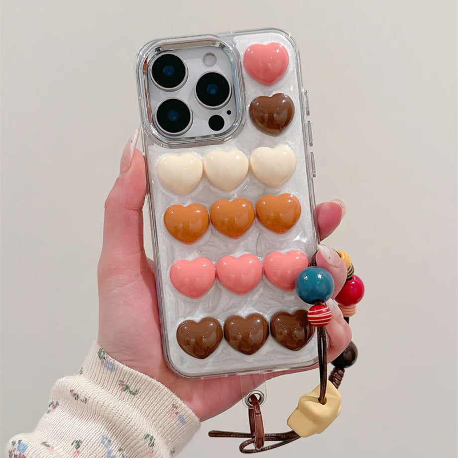 Color Heart Strap Phone Case