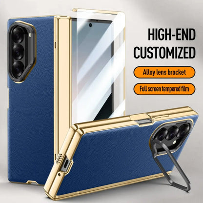 Galaxy Z Fold6 Prestigious Alloy Bracket Leather Case