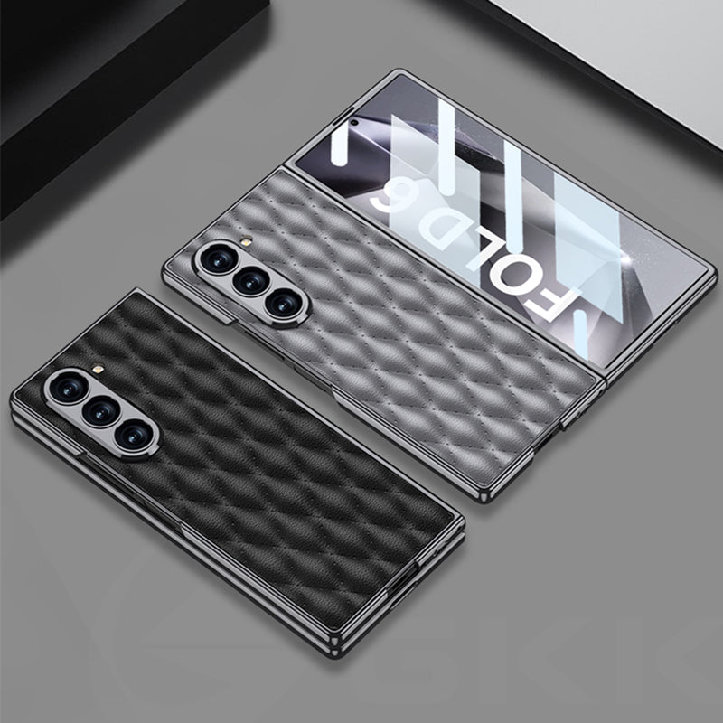 Galaxy Z Fold6 Luxury Diamond Plating Leather Case