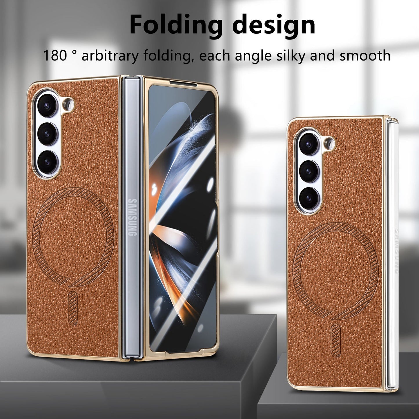 Galaxy Z Series Premium Magnetic Leather Case