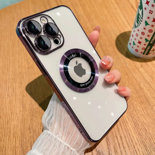 CD Pattern Magnetic Transparent Case - iPhone