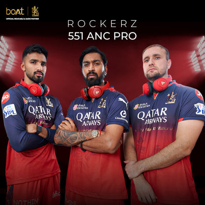 boAt Rockerz 551 ANC Pro - RCB Edition | Wireless Headphone with 42dB Hybrid Adaptive ANC, 72 Hours Playtime, Dual Mics with ENx™ Tech