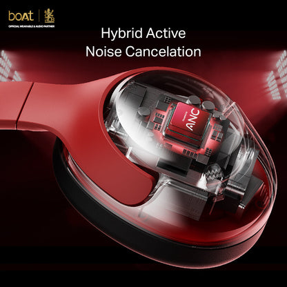 boAt Rockerz 551 ANC Pro - RCB Edition | Wireless Headphone with 42dB Hybrid Adaptive ANC, 72 Hours Playtime, Dual Mics with ENx™ Tech