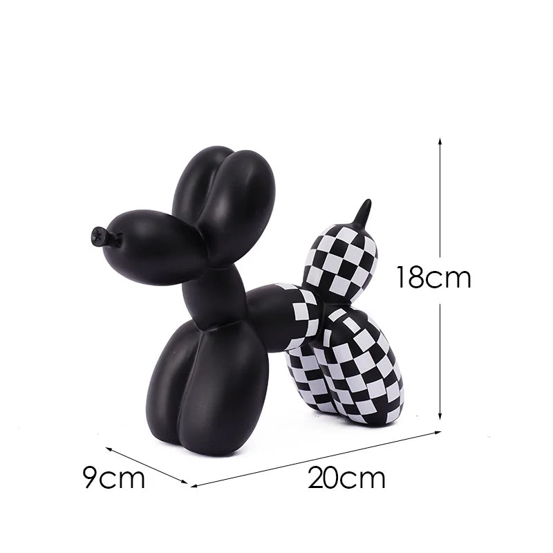 0907BA Vilead Plaid Balloon Dog Ornament INS Light Luxury Tabletop Shelf Living Room Home Office Decoration Accessories Modern Art Gift