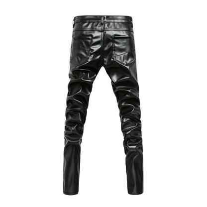 New Arrived Personality Male Leather Pants Male Slim