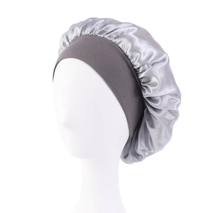 New Women's Satin Solid Wide-brimmed Sleeping Hat