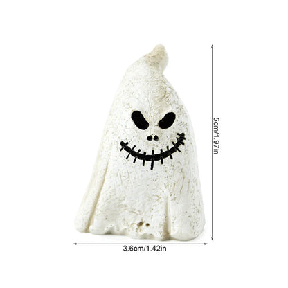 0709BA Halloween Resin Miniature Figurines Pumpkin Skeleton Mummy Skull Ornaments Horror Halloween Decorations Home Desk Accessories