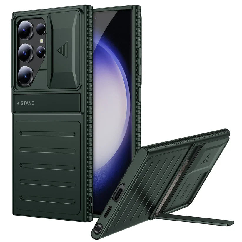 Armor Shield Slide Camera Stand Case - Samsung