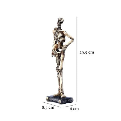 0709BA Creative Half Robot Mechanical Skull Resin Statues Skeleton Home Office Desk Decor Birthday Gift Halloween Party Decoration