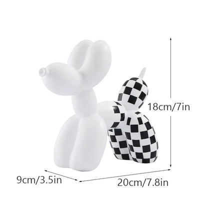 0907BA Vilead Plaid Balloon Dog Ornament INS Light Luxury Tabletop Shelf Living Room Home Office Decoration Accessories Modern Art Gift