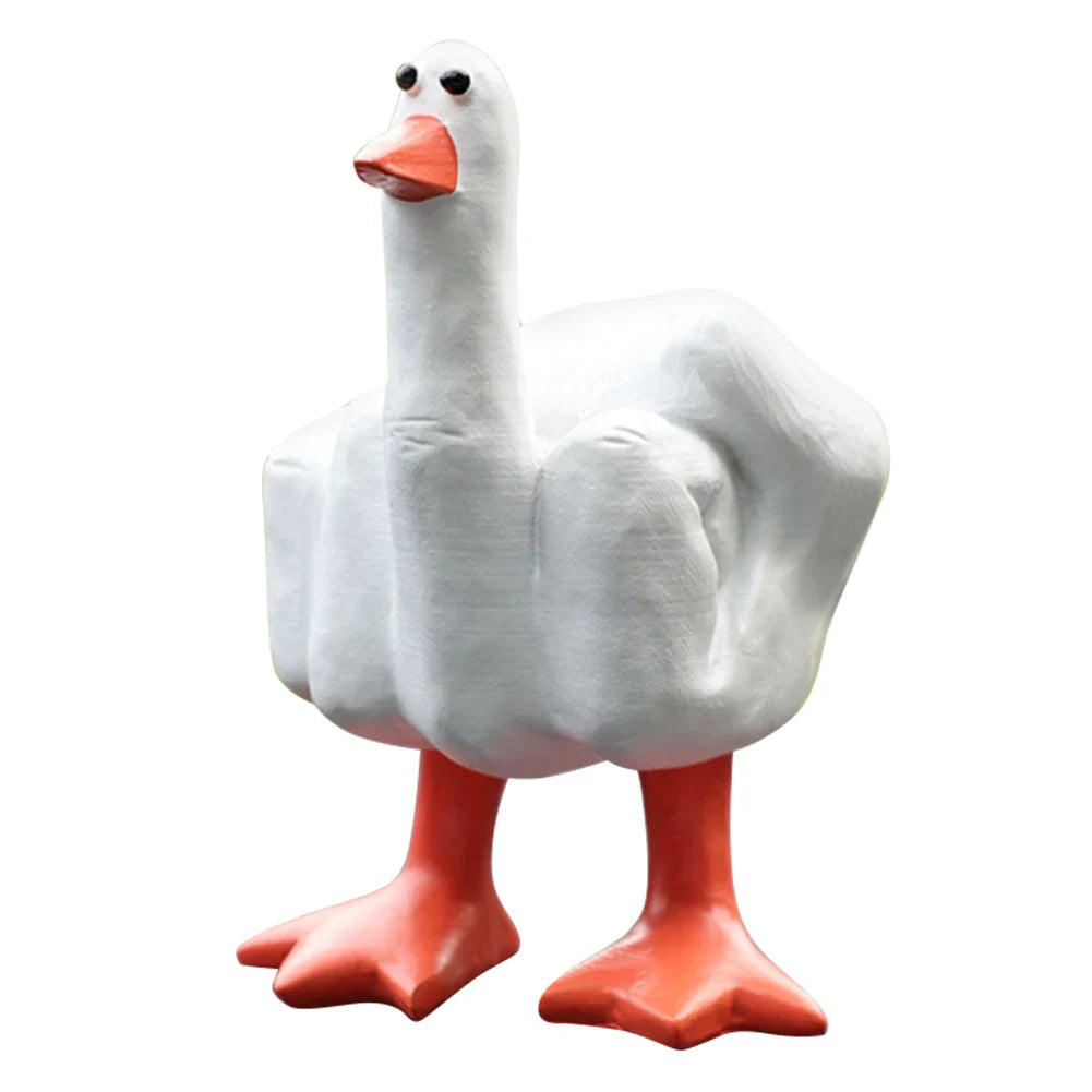 0907BA Middle Finger Duck Decorative Figurine Resin Tabletop Duck Ornament 7.5cm Mini Duck Decor for Home Garden Desk Decoration