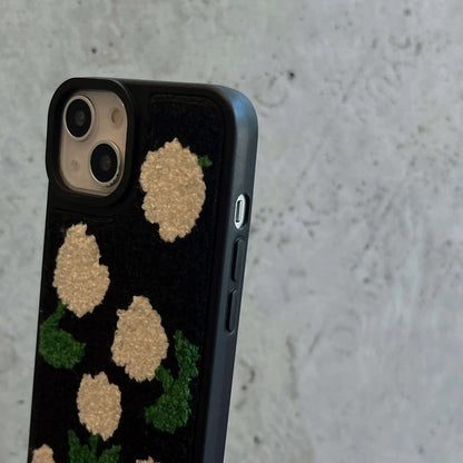 Embroidered Tulip Plush Case - iPhone