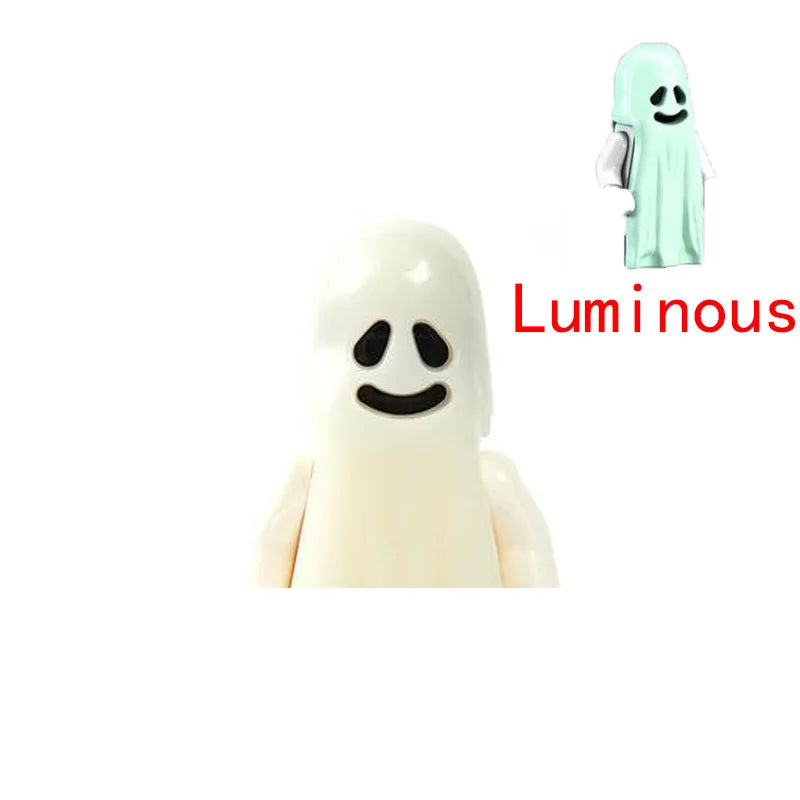 2407TA MOC Building Blocks Anime Cartoon Figures Gifts Smiling & Crying Ghost Vitruvius Halloween Series Mini Bricks Toys For Kids