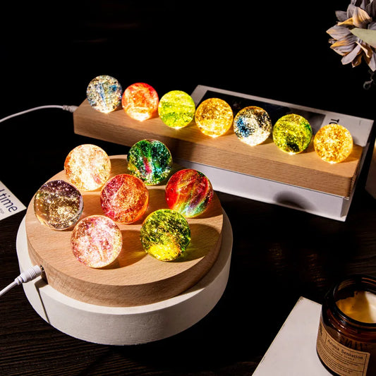 0907BA 40mm Colorful Glass Ball Beads and Seven Star Formation Creative Birthday Gift Decor Crystal Ball Night light Tabletop Decor