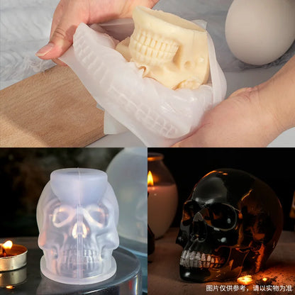 0709BA 3D Skull Silicone Candle Mold, Multi Size, Creative Handmade Aroma Plaster, Halloween Ornaments, Resin Epoxy