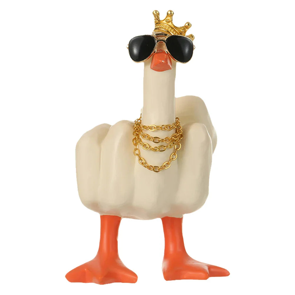 0907BA Middle Finger Duck Decorative Figurine Resin Tabletop Duck Ornament 7.5cm Mini Duck Decor for Home Garden Desk Decoration