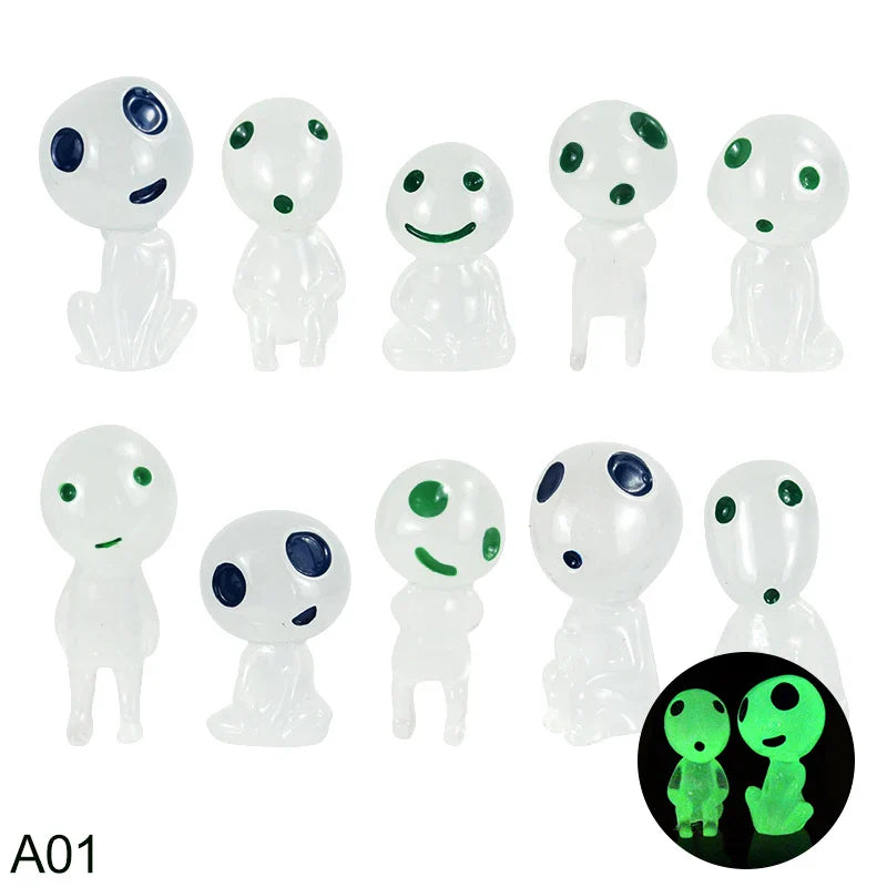 0207ba 5/10Pcs Luminous Alien Elf Ghost Glowing Blue Green Light Decoration Micro Landscape Garden Miniature Doll Props Halloween Decor