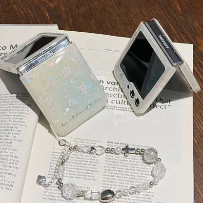 Korean Shell Flower Bead Bracelet Case - Samsung