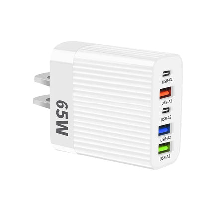 USB Type C Charger Multi Ports 65W Fast Charging Adapter