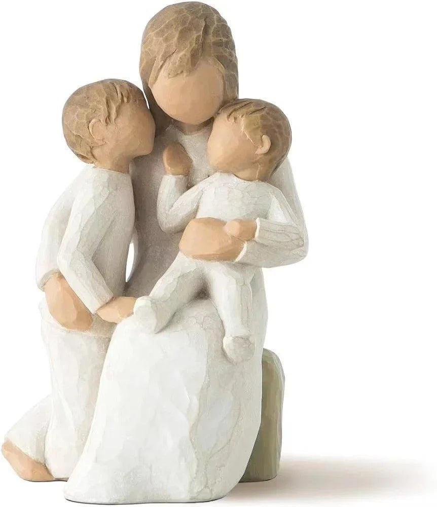 0407BA Hand-Painted Sculpture, Mother Holding Child Figure Sculpture Home Living Room Study Desktop Decoration Decoration Holiday Gift