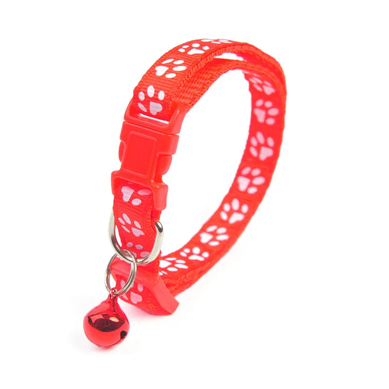 2307GP 1pc Cute Bell Collar For Cats Dog Collar Teddy Bomei Dog Cartoon Funny Footprint Collars Pet Bell Collar Home Pet Supplies